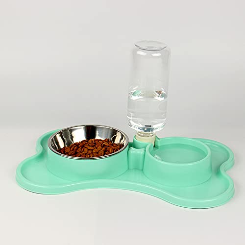 SMCOOL Automatische Pet-Feeder, automatischer Katzen-Trinkbrunnen, Edelstahl-Bowl-Feeder für Hunde, Dual-Zweck-Schüssel für Wasser- und Diät-Haustiere Green von SMCOOL