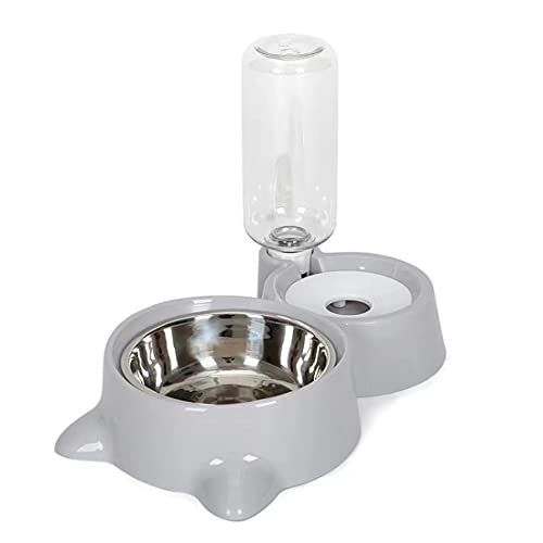 SMCOOL Automatischer Pet-Feeder, Automatischer Wasserspender für Katzen und Hunde, doppelte Schüssel Automatische Waterer für Katzen ohne nassen Mund, 2-in-1-PET-Feeder Gray von SMCOOL