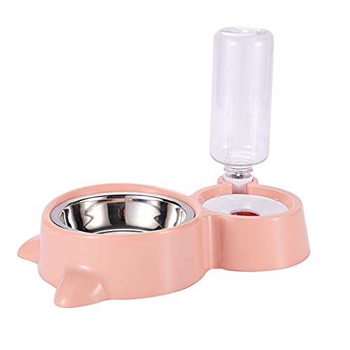 SMCOOL Automatischer Pet-Feeder, Automatischer Wasserspender für Katzen und Hunde, doppelte Schüssel Automatische Waterer für Katzen ohne nassen Mund, 2-in-1-PET-Feeder Pink von SMCOOL