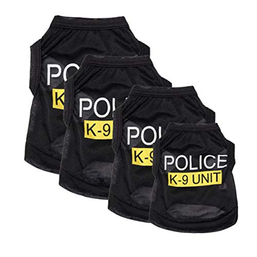 Haustier Hund Welpen Weste T-Shirt Polizei Anzug Cosplay Hund Kostüm schwarz (XL) von Sarekung