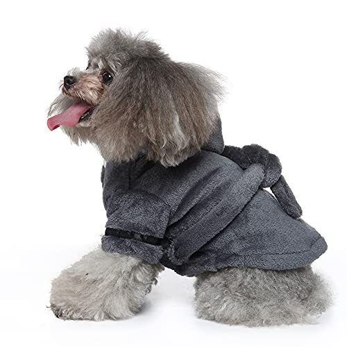 SMDARROY Hunde-Trockenmantel, schnell trocknendes Hunde-Bademantel-Handtuch, super absorbierendes Haustier-Hunde-Katzen-Bademantel-Handtuch mit verstellbarem Hüftgurt von SMDARROY