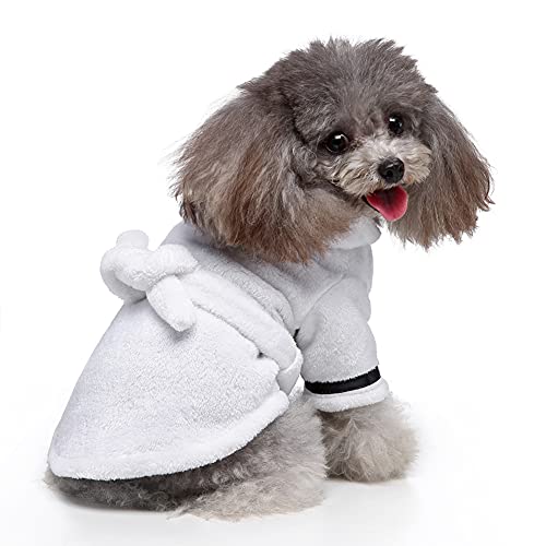 SMDARROY Hunde-Trockenmantel, schnell trocknendes Hunde-Bademantel-Handtuch, super absorbierendes Haustier-Hunde-Katzen-Bademantel-Handtuch mit verstellbarem Hüftgurt von SMDARROY