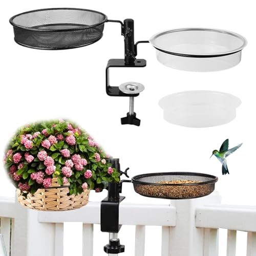 SMELEYOU Balkon Vogelfutterlöcher 360 ° Rotatable 2-Layer Deck Vogelfutterleiter Hochleistungsmetallzaun abnehmbar von SMELEYOU