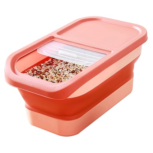 SMELEYOU Hundefutter Lagerbehälter 5 kg Klappbare Tierfutter Lagerbehälter luftdichtes Hundefutter Lagerbehälter mit klarem Schieberdeckel -Reis -Lagerbehälter für Trockenfutter Getreide rot SMELEYOU Hundefutter Lagerbehälter 5 kg Klappbare Tierfutter Lagerbehälter luftdichtes Hundefutter Lagerbehälter mit klarem Schieberdeckel -Reis -Lagerbehälter für Trockenfutter Getreide rot von SMELEYOU
