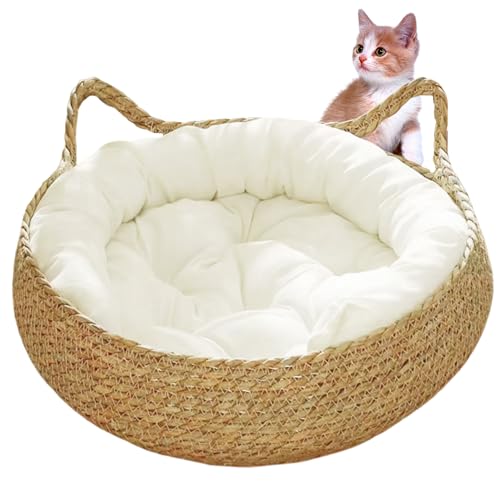 SMELEYOU Katzenbetten für Innenkatzen 15x5 im Winter 2-in-1 warm gewebte Katzenkörbe mit weichem Kissen Kratzfeste Kätzchen Bett gemütlichen runden Korbkorb Korb SMELEYOU Katzenbetten für Innenkatzen 15x5 im Winter 2-in-1 warm gewebte Katzenkörbe mit weichem Kissen Kratzfeste Kätzchen Bett gemütlichen runden Korbkorb Korb von SMELEYOU