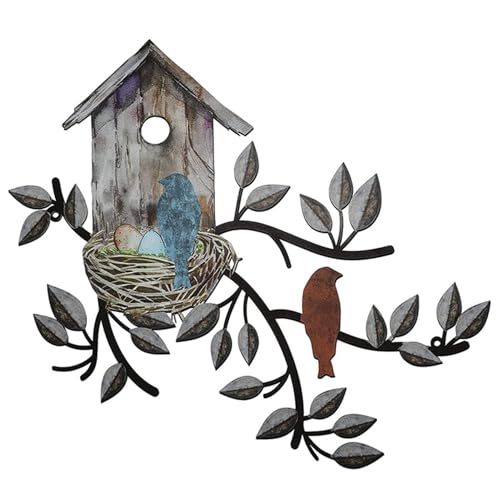 Vogel Wanddekoration 11.8x10.6in Metallbaum mit Vogelhaus Hanging Metall Wandkunst Vintage Dekor für Außen im Innengarten Hof Zaun Park Vogel Wanddekoration 11.8x10.6in Metallbaum mit Vogelhaus Hanging Metall Wandkunst Vintage Dekor für Außen im Innengarten Hof Zaun Park von SMELEYOU