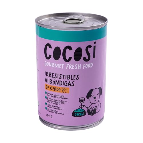 Fleischbällchen in Sauce für Hunde, komplettes und natürliches Nassfutter mit frischem Fleisch (400 g x 6, Schweinefleischgeschmack) von SMELL & SMILE