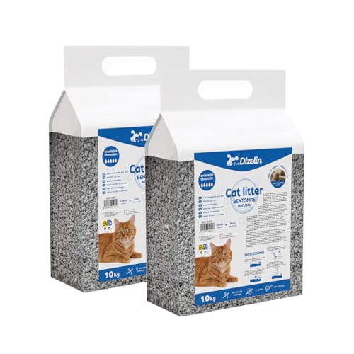 Katzenstreu, Bentonit, natürlich, vollständige Hygiene, hervorragende Absorption, Geruchskontrolle, feines Granulat, Katzenstreu mit schneller Verklumpung für Katzen (Bentonit-20 kg) von SMELL & SMILE