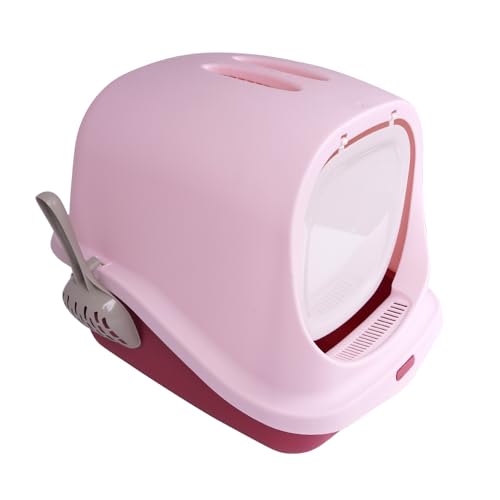 Katzentoilette mit geschlossener Katzentoilette für Haustiere, hygienisch und geruchsneutral, mit auslaufsicherem und privatem Deckel, 43 x 51 x 38 cm, Rosa Katzentoilette mit geschlossener Katzentoilette für Haustiere, hygienisch und geruchsneutral, mit auslaufsicherem und privatem Deckel, 43 x 51 x 38 cm, Rosa von SMELL & SMILE