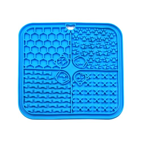 Leckmatte für Hunde, Futtermatten für Haustiere, langsamer Futternapf für Hunde und Katzen, super Saugnäpfe, zum Baden, Training, reduziert Angstzustände (Blau, quadratisch) von SMELL & SMILE