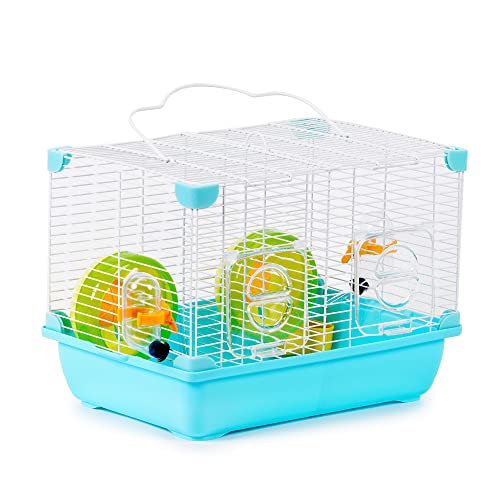 Roborowski Hamsterkäfig für zwei Hamster, 33 x 23 x 25 cm, Hamsterkäfig mit Rad, Tränke, Doppeltränke (SOY0161) von SMELL & SMILE