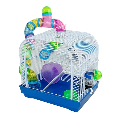 Russischer Hamsterkäfig, 29,5 x 39,5 x 38 cm, Hamsterkäfig, kleine Tränke, Futternapf, Dunkelblau Russischer Hamsterkäfig, 29,5 x 39,5 x 38 cm, Hamsterkäfig, kleine Tränke, Futternapf, Dunkelblau von SMELL & SMILE