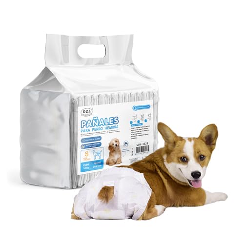 SMELL & SMILE Einweg-Windeln für Hunde, Weiblich, Gesundheitswindel für Hunde, Hygiene, weich, saugfähig (S), 12 Stück, S (32 cm) von SMELL & SMILE