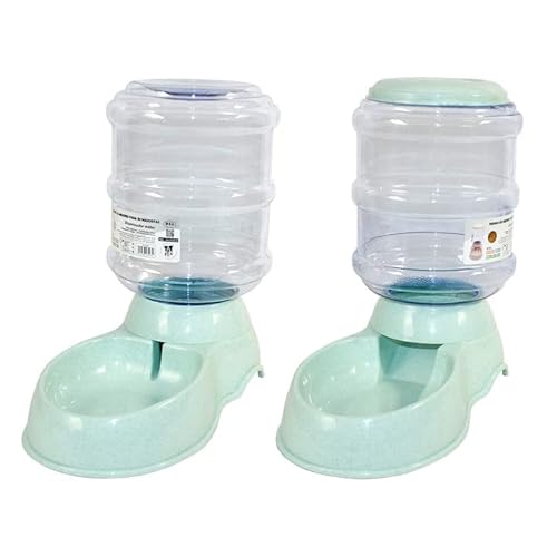 Spender für Katzen und Hunde, 3,5 l x 2 Stück, Wasserspender für Haustiere, Tränke und Futterspender, Futter- und Wasserspender, Grün von SMELL & SMILE