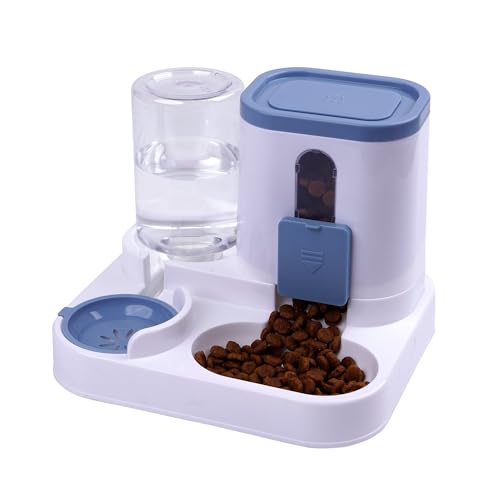 Spenderset für Katzen und Hunde, Wasserspender für Haustiere, Tränke und Futternapf, Futter- und Wasserspender, 2 Stück (KIT3471AZUL) von SMELL & SMILE