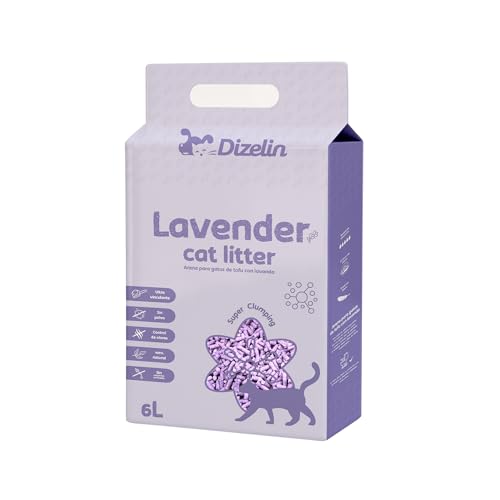 Tofu Katzenstreu, umweltfreundlich, pflanzlich, natürlich, Bindemittel (Lavender-6 l) von SMELL & SMILE