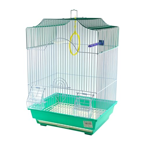 Vogelkäfig mit Futternäpfen, Stäben und Schaukeln, Vogelkäfig, 34,5 x 28 x 49,5 cm, 233 Grün Vogelkäfig mit Futternäpfen, Stäben und Schaukeln, Vogelkäfig, 34,5 x 28 x 49,5 cm, 233 Grün von SMELL & SMILE