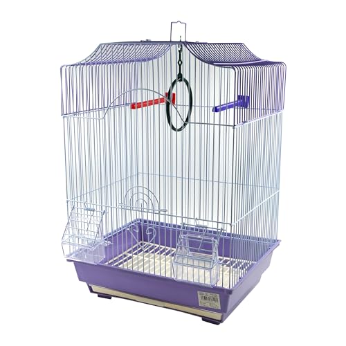 Vogelkäfig mit Futternäpfen, Stäben und Schaukeln, Vogelkäfig, 34,5 x 28 x 49,5 cm, Violett Vogelkäfig mit Futternäpfen, Stäben und Schaukeln, Vogelkäfig, 34,5 x 28 x 49,5 cm, Violett von SMELL & SMILE