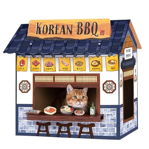 SMILE PAWS Katzenbetten für Indoor-Katzen, Papp-Katzenhaus mit Kratzern, koreanischer Grill, große stabile Katzenmöbel, Höhlenzelt, einfach zu montieren, Haustierspielzeug, Zubehör, Stoffe, Hase SMILE PAWS Katzenbetten für Indoor-Katzen, Papp-Katzenhaus mit Kratzern, koreanischer Grill, große stabile Katzenmöbel, Höhlenzelt, einfach zu montieren, Haustierspielzeug, Zubehör, Stoffe, Hase von SMILE PAWS
