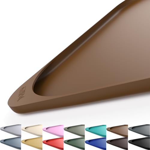 SMILOOL Silikon Haustier Futtermatte mit erhöhtem Rand & Rückstandssammlung Tasche für Futter und Wasser, Hundenapf-Matten, Katzennäpfe Platzset mit hoher Lippe für Boden, wasserdicht, 19 x 12 x 0,7 von SMILOOL