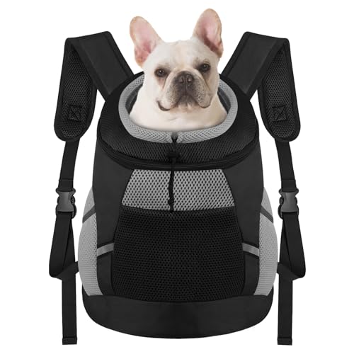 Hundetragetasche Rucksack Haustier Welpen Tragetasche Frontpack Atmungsaktives Kopf-Out-Design mit reflektierenden, sicheren Hunde-Rucksack, Tragetasche für kleine, Katzen, Kaninchen von SMONT