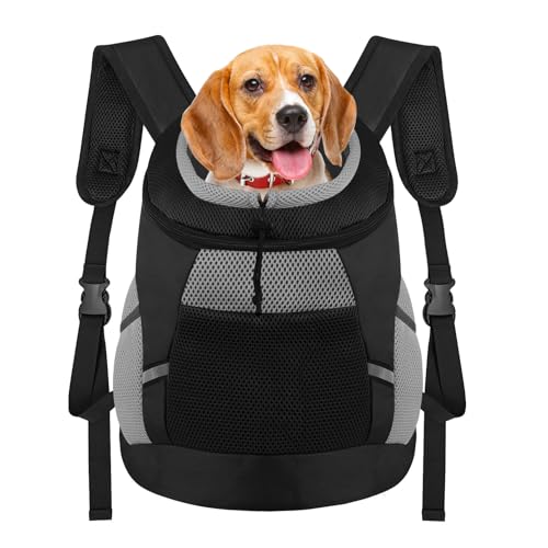 Hundetragetasche Rucksack Haustier Welpen Tragetasche Frontpack Atmungsaktives Kopf-Out-Design mit reflektierenden, sicheren Hunde-Rucksack, Tragetasche für kleine, Katzen, Kaninchen von SMONT