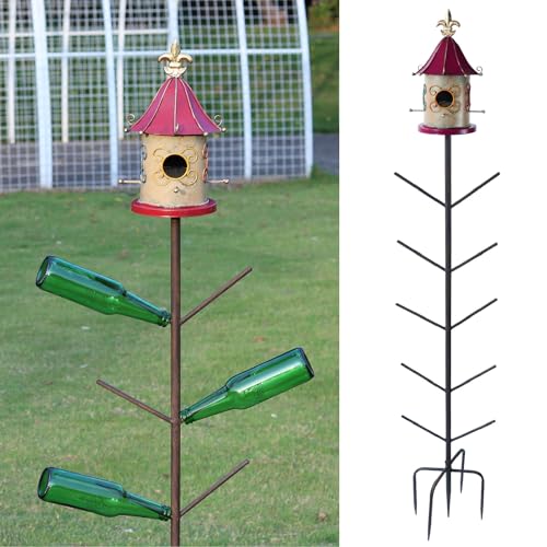 Vogelhaus Flaschenbaum für Außen Garten Rostfrei Metall Flaschenbaum Ständer Garten Deko Flaschenständer von SMQLJXC