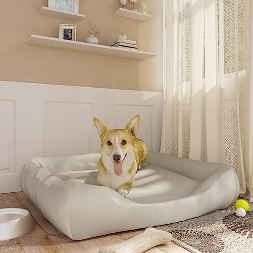 SMTSEC Hundebett beige 80x68x23cm Kunstleder von SMTSEC