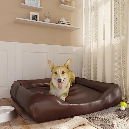 SMTSEC Hundebett braun 80x68x23cm Kunstleder von SMTSEC