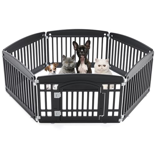 SMUG Hunde-Laufgitter aus Kunststoff, 6 Paneele, 61 cm, sicherer und sicherer Haustierzaun für drinnen und draußen, zusammenklappbar und tragbar, 89,9 x 89,9 x 61 cm, ideal für kleine bis mittelgroße SMUG Hunde-Laufgitter aus Kunststoff, 6 Paneele, 61 cm, sicherer und sicherer Haustierzaun für drinnen und draußen, zusammenklappbar und tragbar, 89,9 x 89,9 x 61 cm, ideal für kleine bis mittelgroße von SMUG