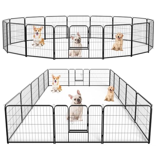SMUG Robustes Eisen-Hunde-Laufgitter - 16 Paneele, 61 cm, langlebiger, rostbeständiger Haustierzaun für den Innen- und Außenbereich, sicherer und geräumiger Haustier-Spielbereich für Hunde, Welpen und SMUG Robustes Eisen-Hunde-Laufgitter - 16 Paneele, 61 cm, langlebiger, rostbeständiger Haustierzaun für den Innen- und Außenbereich, sicherer und geräumiger Haustier-Spielbereich für Hunde, Welpen und von SMUG