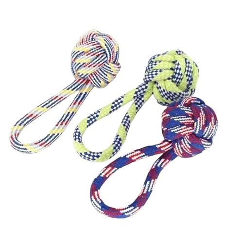 SMYTJSYC Langlebiges, geflochtenes Hundespielzeug mit Knotenseilball und Baumwollseil-Hantel für Zahnreinigung und Kauen, F 18 cm SMYTJSYC Langlebiges, geflochtenes Hundespielzeug mit Knotenseilball und Baumwollseil-Hantel für Zahnreinigung und Kauen, F 18 cm von SMYTJSYC