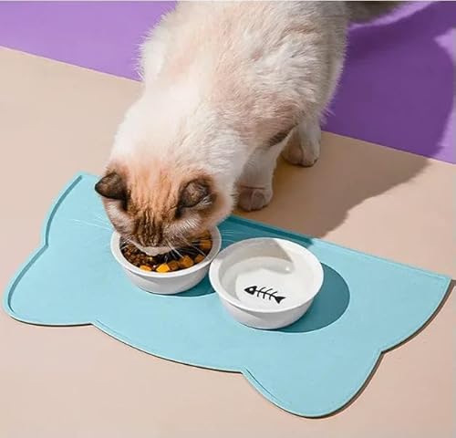 Wasserdichte Haustiermatte aus Silikon für Hunde und Katzen, Haustierfutterunterlage, Haustiernapf, Trinkmatte, Hundefütterung, Tischset, Himmelblaue Katze Wasserdichte Haustiermatte aus Silikon für Hunde und Katzen, Haustierfutterunterlage, Haustiernapf, Trinkmatte, Hundefütterung, Tischset, Himmelblaue Katze von SMYTJSYC