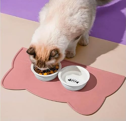 Wasserdichte Haustiermatte aus Silikon für Hunde und Katzen, Haustierfutterunterlage, Haustiernapf, Trinkmatte, Platzdeckchen, rosa Katze Wasserdichte Haustiermatte aus Silikon für Hunde und Katzen, Haustierfutterunterlage, Haustiernapf, Trinkmatte, Platzdeckchen, rosa Katze von SMYTJSYC