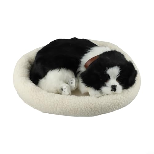 SMZhomeone Plüsch-Ornament für Hunde, schlafend, 28 x 25 x 6 cm, weiches künstliches Plüschtier, lebensechtes Design für Wohnatmosphäre (Hund) von SMZhomeone