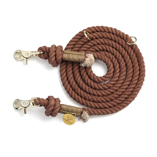 Handgefertigte Hundeleine für Hunde, Kakao, niedliche Hundeleine, geflochtene Hundeleine, Baumwolle, freihändige Leine, 2,1 m von SN HANDICRAFTS