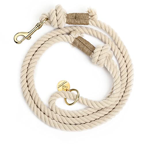 Handgefertigte Hundeleine für kleine Hunde, Bio-Baumwolle, natürlich, geflochten, 1,5 m von SN HANDICRAFTS