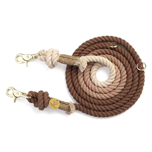 Haselnuss, handgefertigte Hundeleine für Hunde, niedliche Hundeleine, geflochtene Hundeleine, Baumwollseil, freihändige Leine, 2,1 m von SN HANDICRAFTS
