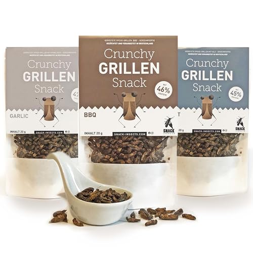 Crunchy Grillen Insektensnack - 3X 20g gewürzte Grillen - Insekten Snack zum Sofortverzehr oder Kochzutat - von 'SNACK insects' Crunchy Grillen Insektensnack - 3X 20g gewürzte Grillen - Insekten Snack zum Sofortverzehr oder Kochzutat - von 'SNACK insects' von SNACK insects
