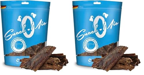 SnackOMio – Premium Hundesnack – delikates Rinderdörrfleisch, getreidefrei, 2er Pack (1 x 600g) von SNACKOMIO