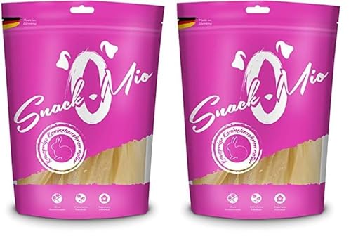 SnackOMio – Premium Hundesnack – knusprige Kaninchenohren Natur, getreidefrei, 2er Pack (1 x 300g) von SNACKOMIO