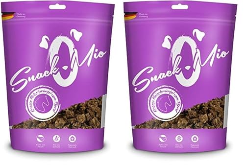 SnackOMio – Premium Hundesnack – krosse Fleischwürfel vom Pferd, getreidefrei, 2er Pack (1 x 125g) von SNACKOMIO