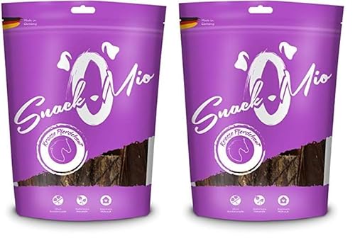 SnackOMio – Premium Hundesnack – krosse Pferdehaut 400g, getreidefrei, 2er Pack (1 x 400g) von SNACKOMIO
