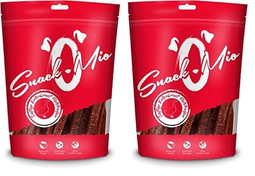 SnackOMio – Premium Hundesnack – saftige Entenbrust Filetstreifen, getreidefrei, 2er Pack (1 x 500g) von SNACKOMIO