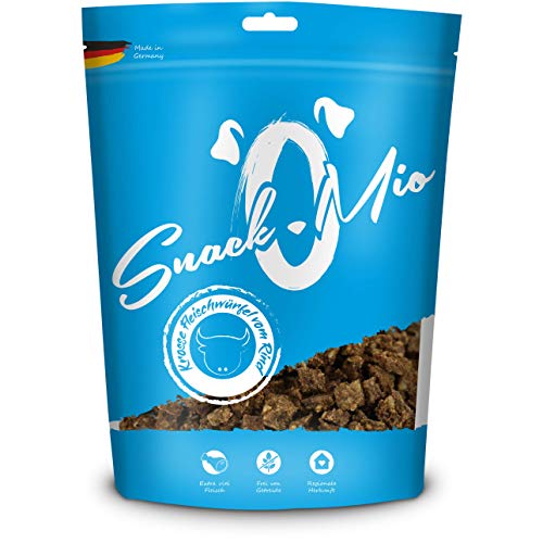 SnackOMio – Premium Hundesnack – saftige Fleischwürfel vom Rind, getreidefrei, 1er Pack (1 x 125g) von SNACKOMIO