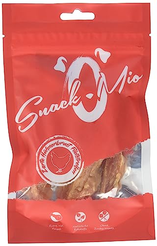 SnackOMio – Premium Hundesnack – zarte Hühnerbrust Filetstreifen, getreidefrei, 1er Pack (1 x 70g) von SNACKOMIO