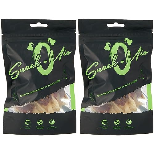 SnackOMio knusprige Kaninchenohren an Entenbrustfilet Premium Kausnack für Hunde, 70 g, 2er Pack (1 x 0.07 kilograms) von SNACKOMIO