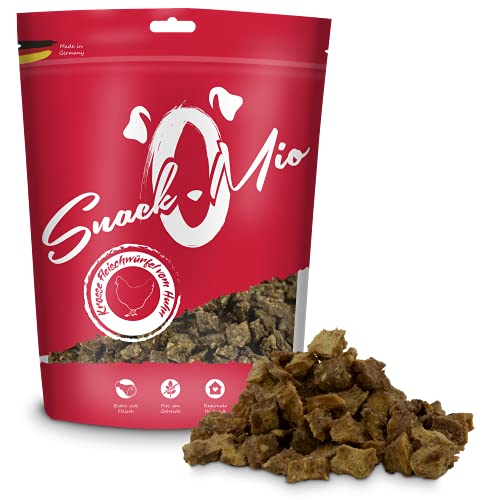 SnackOMio – Premium Hundesnack – knusprige Fleisch Happen vom Huhn, getreidefrei, 1er Pack (1 x 250g) von SNACKOMIO