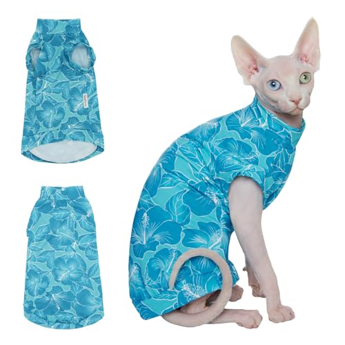 Sphynx kühlendes Katzen-Shirt für den Sommer, schnell trocknend, atmungsaktiv, LSF 50+, Shirt für Katzen und kleine Hunde, Sommerweste für Katzen (Grün, Größe M (1,6–2,5 kg) von SNIXFEVER