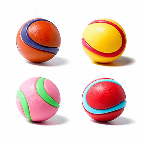 SNONESIY 4 Stück Leuchtball Hund,Hundeball Leuchtend,Leuchtender Ball Hund,Leuchtender Ball Mit Quietscher,Glow in The Dark Hundeball,für Kleine,Mittlere und Große Hunde 6.5cm von SNONESIY